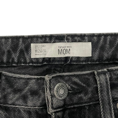 Topshop Black Moto Mom High Rise Jeans