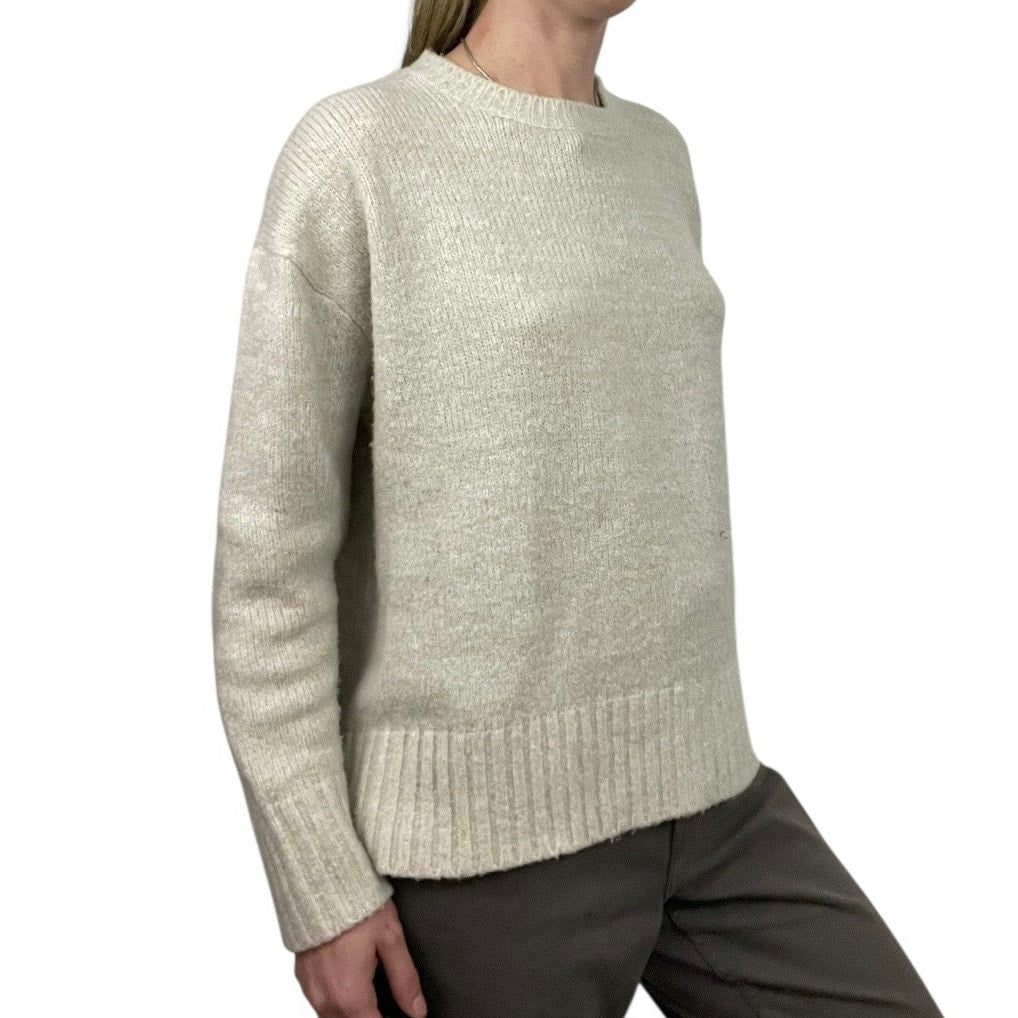 Zara Knit Cream Crewneck Sweater