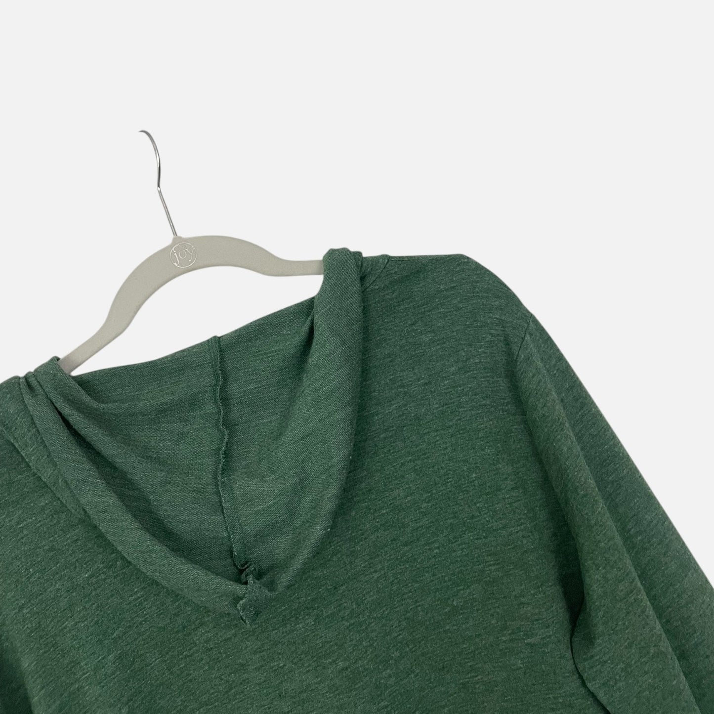 Cyanstyle Green Ruched Side Tie Henley Hoodie