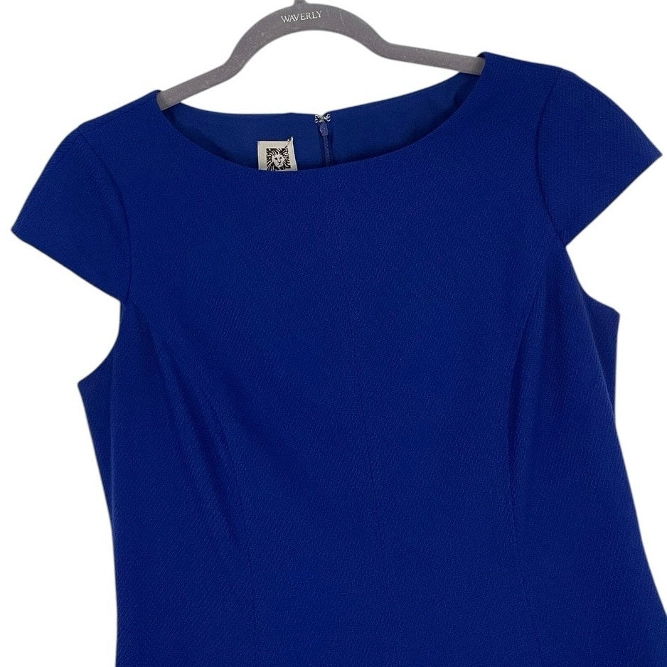 Anne Klein Vibrant Blue A-Line Short Sleeve Dress