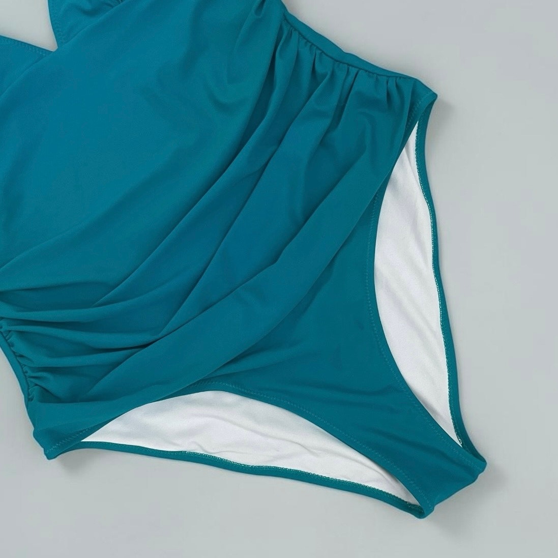 Teal Ruched One Piece Swimsuit