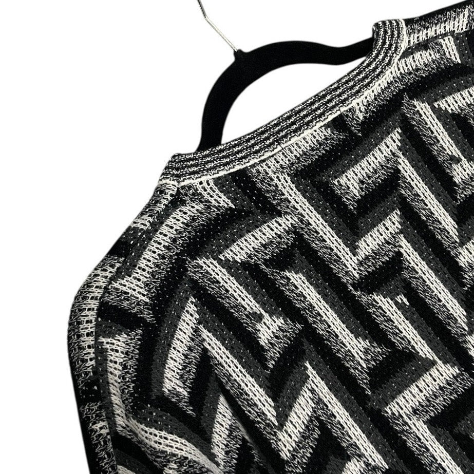 AREA Vintage Black & Grey Geometric Knit Crewneck Sweater