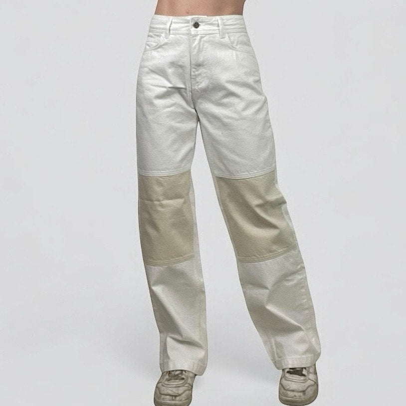 BDG White & Beige Color Block Patchwork High Rise Denim Pants