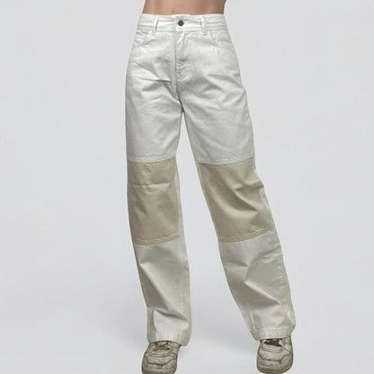 BDG White & Beige Color Block Patchwork High Rise Denim Pants