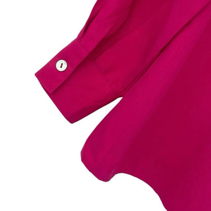 Vintage Pink Geometric Cutout Button Down Long Sleeve Blouse