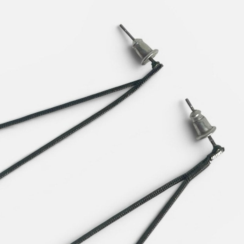 Asymmetrical Double Metallic Cord Dangle Earrings
