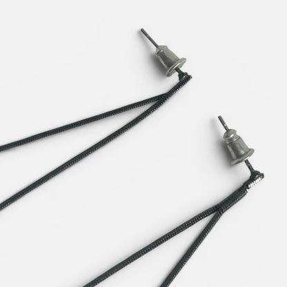 Asymmetrical Double Metallic Cord Dangle Earrings