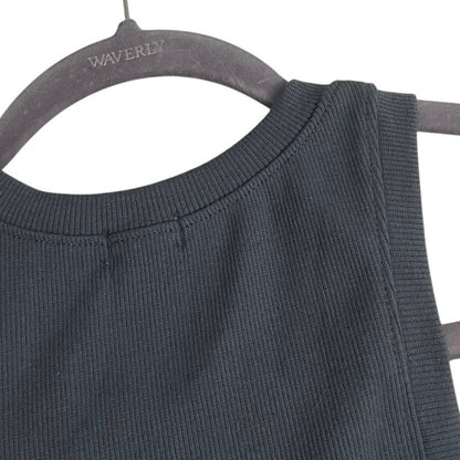 Blue Cropped Ribbed Tank Top