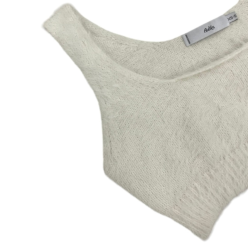 Adika Cream Fuzzy Knit Cropped Tank Top