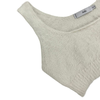 Adika Cream Fuzzy Knit Cropped Tank Top