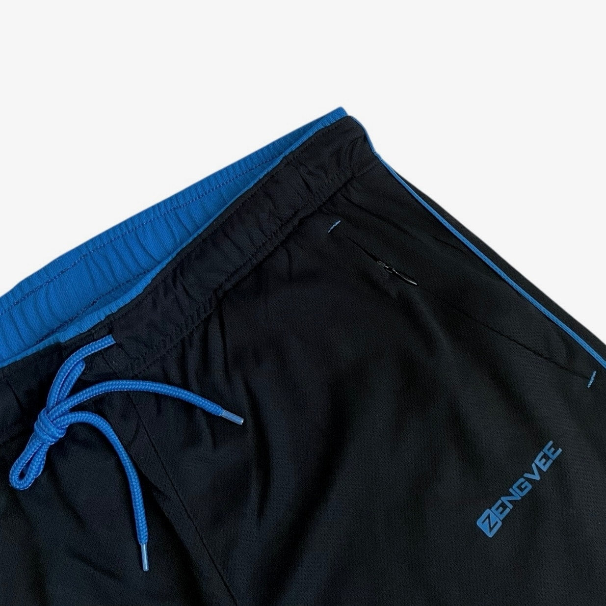 Zengvee Mens Black & Blue Hyper-Fit Track Pants