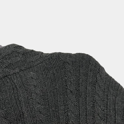 Coldwater Creek Grey Cable Knit Short Sleeve Cardigan Sweater