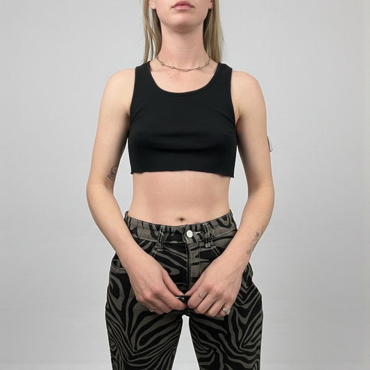 Divided by H&M Black Cropped Ribbed Tank Top