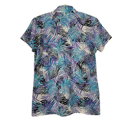 Sport Haley Blue & Purple Tropical Leaf Quarter Zip Active Polo Shirt