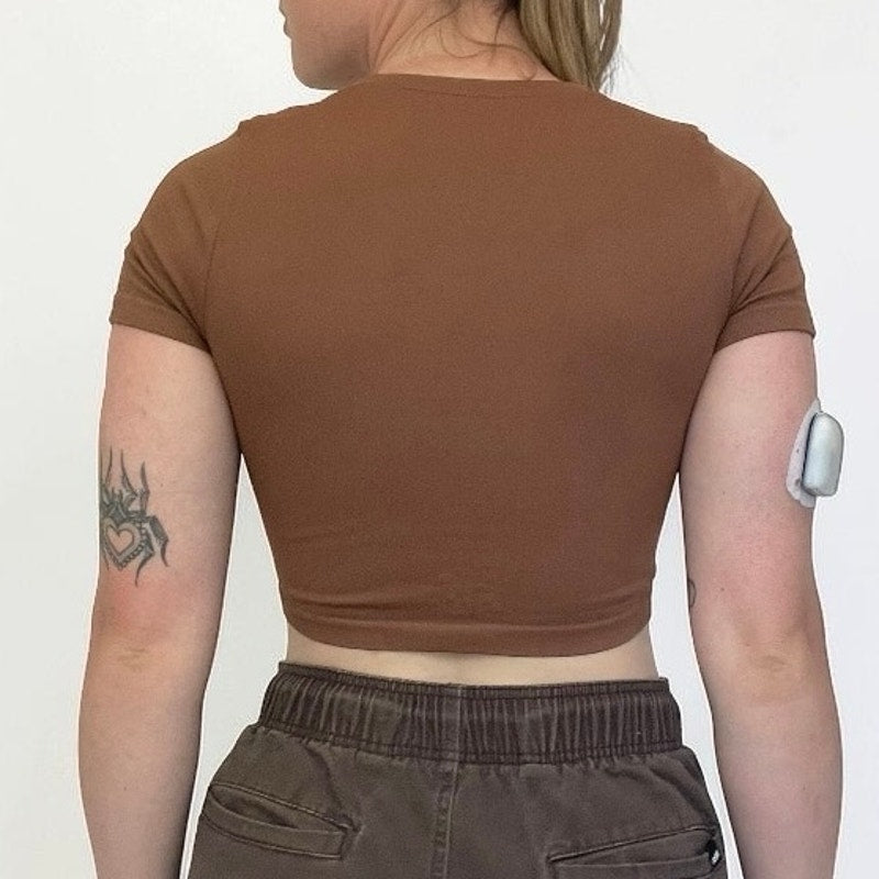 OQQ Brown Active Ribbed Cropped Top