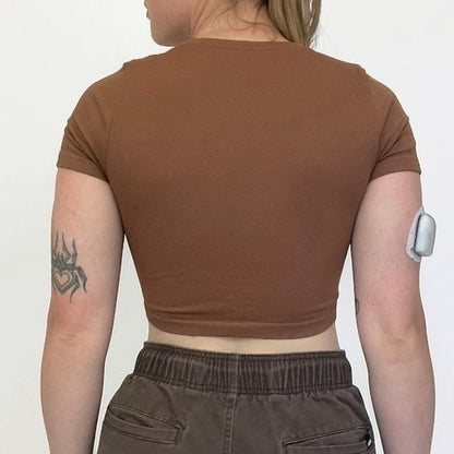 OQQ Brown Active Ribbed Cropped Top