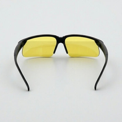 Sporty Shield Wraparound Black Frame Yellow Tinted Sunglasses