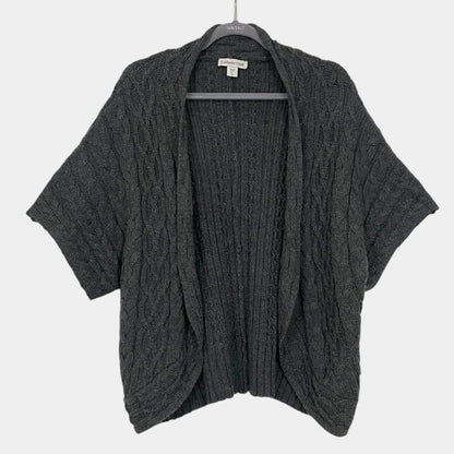 Coldwater Creek Grey Cable Knit Short Sleeve Cardigan Sweater