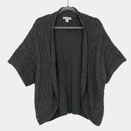 Coldwater Creek Grey Cable Knit Short Sleeve Cardigan Sweater