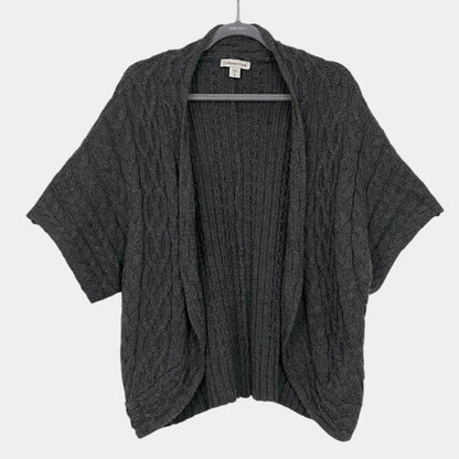 Coldwater Creek Grey Cable Knit Short Sleeve Cardigan Sweater