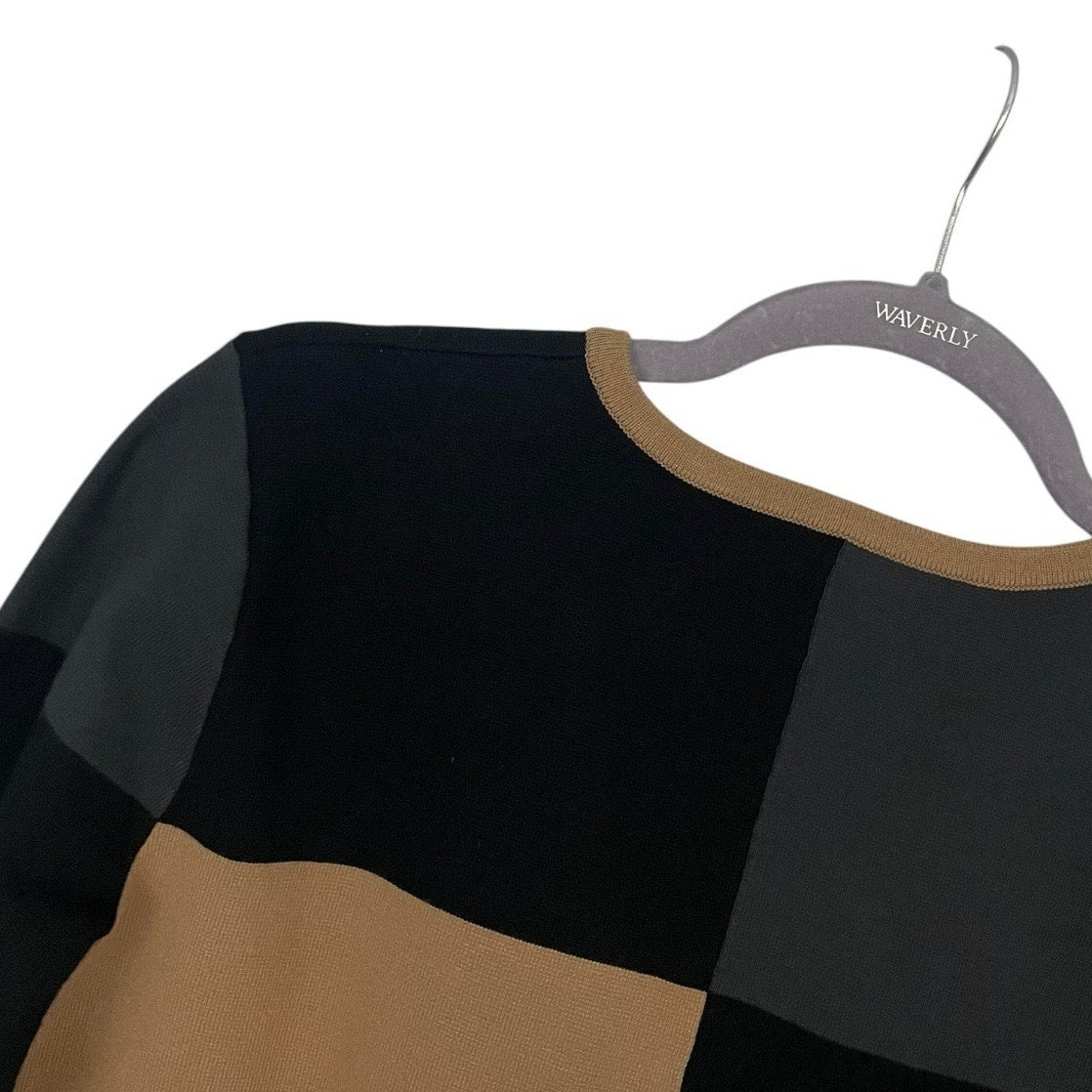 Doncaster Brown & Black Color Block V-Neck Sweater