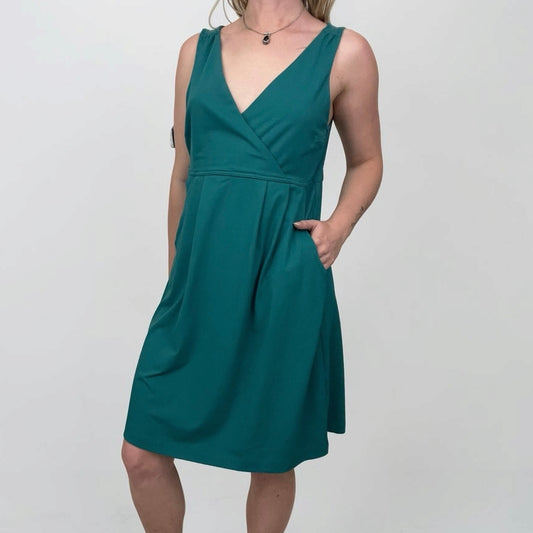 Eddie Bauer Teal Active A-Line V-Neck Mini Dress