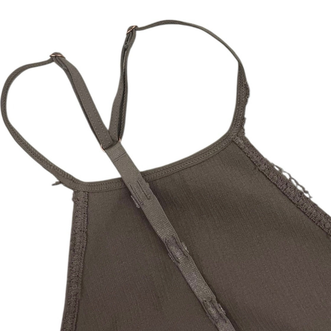 NWT Oniomania Brown Ribbed High Neck Open Back Bralette