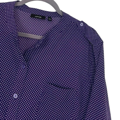 Apt. 9 Purple & White Long Sleeve Button Down Shirt