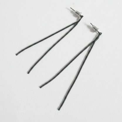 Asymmetrical Double Metallic Cord Dangle Earrings