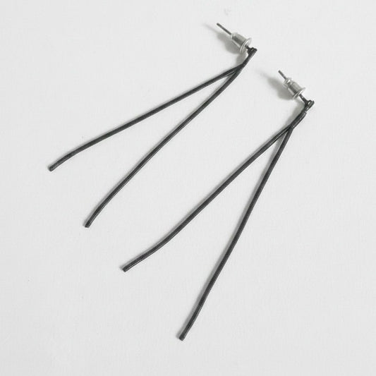Asymmetrical Double Metallic Cord Dangle Earrings