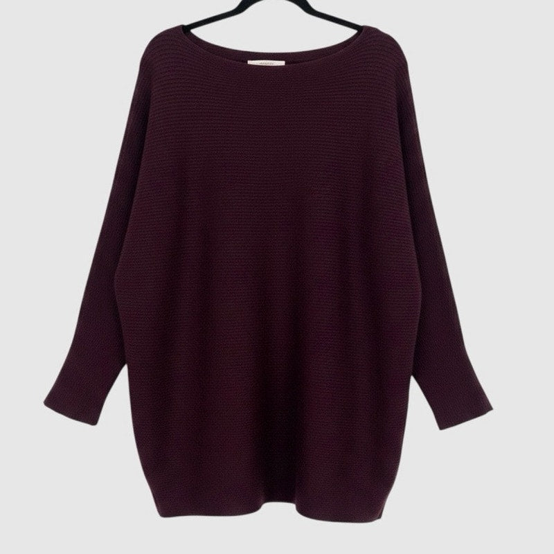 Philosophy Burgundy Ribbed Knit Scoop Neck Sweater