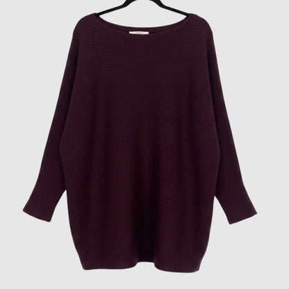 Philosophy Burgundy Ribbed Knit Scoop Neck Sweater