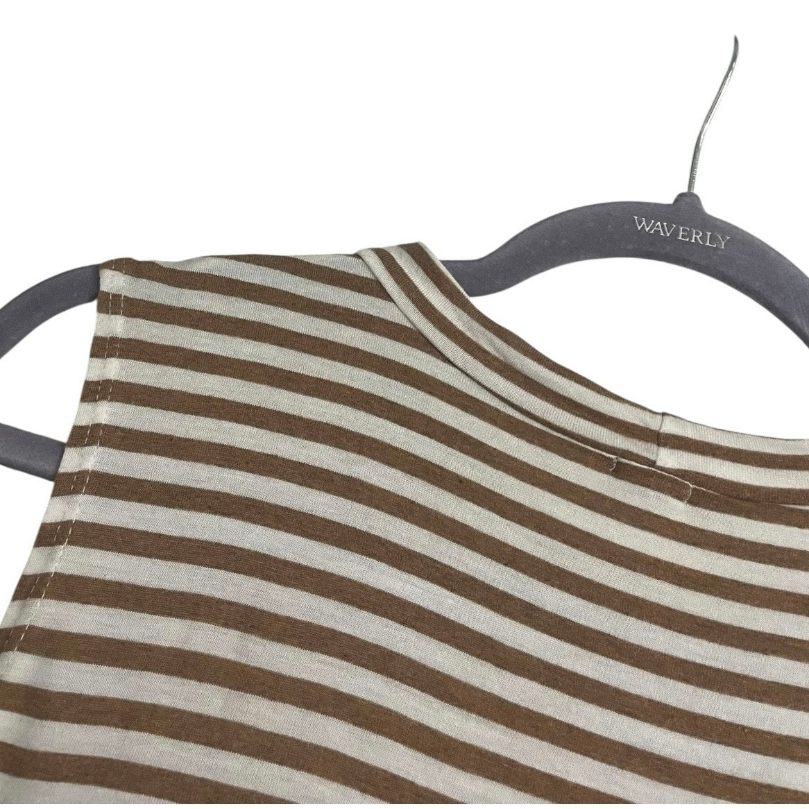 Monrow Brown & White Striped Tank Top