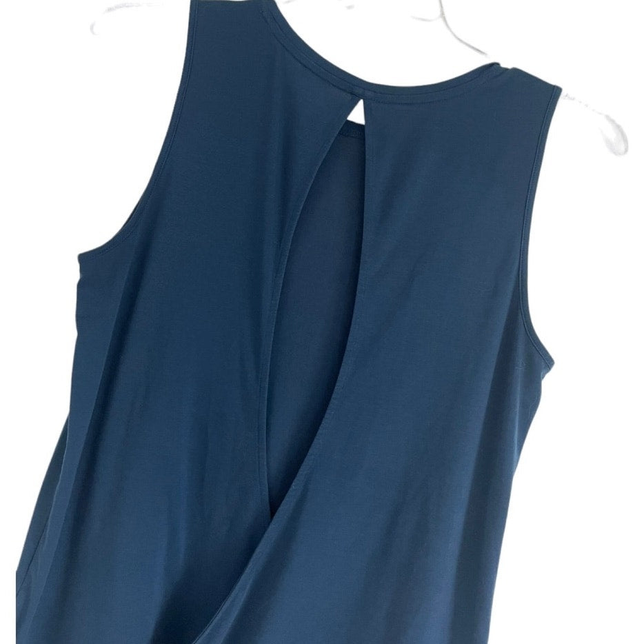 Athleta Soft Open Cutout Wrap Back Blue Tank Top