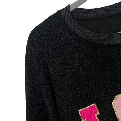 Black Ribbed Knit LOVE Sweater