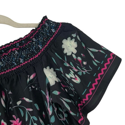 SHEIN Black Floral Off the Shoulder Blouse