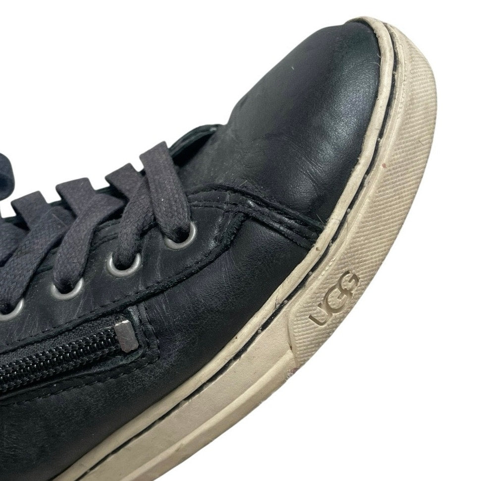 UGG Black Leather Zipper High Top Sneakers