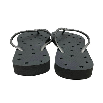 Grey & Silver Star Cutout Flip Flop Sandals