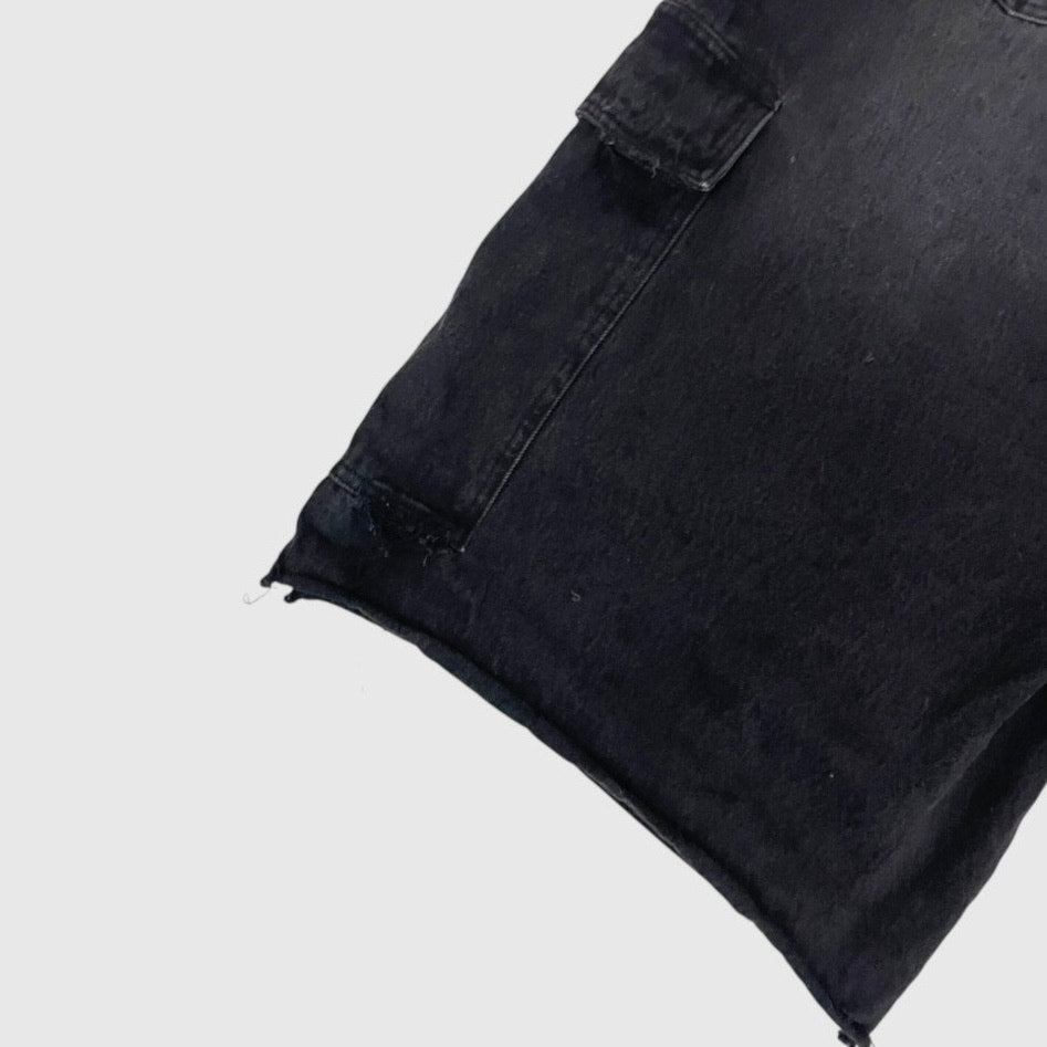 BELACARTES Mens Black Denim Cargo Shorts