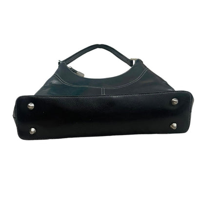 Black Vinyl Faux Leather Blue M Shoulder Bag