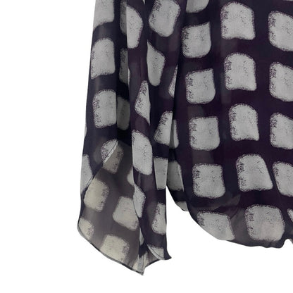 Alfani Petite Purple and White Sheer Patterned Blouse