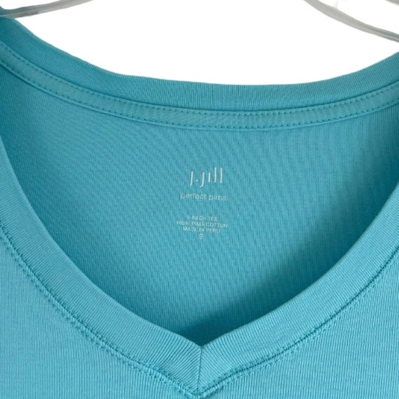 J. Jill Light Blue Perfect Pima Cotton Short Sleeve V-Neck Tee