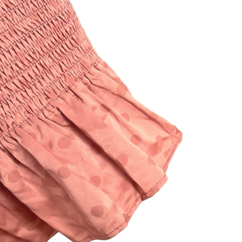 NWT Storia Silky Pink Polka Dot Ruched A-Line Mini Dress