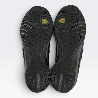 Jambu Black All Terra Design Floral Embossed Comfort Shoes