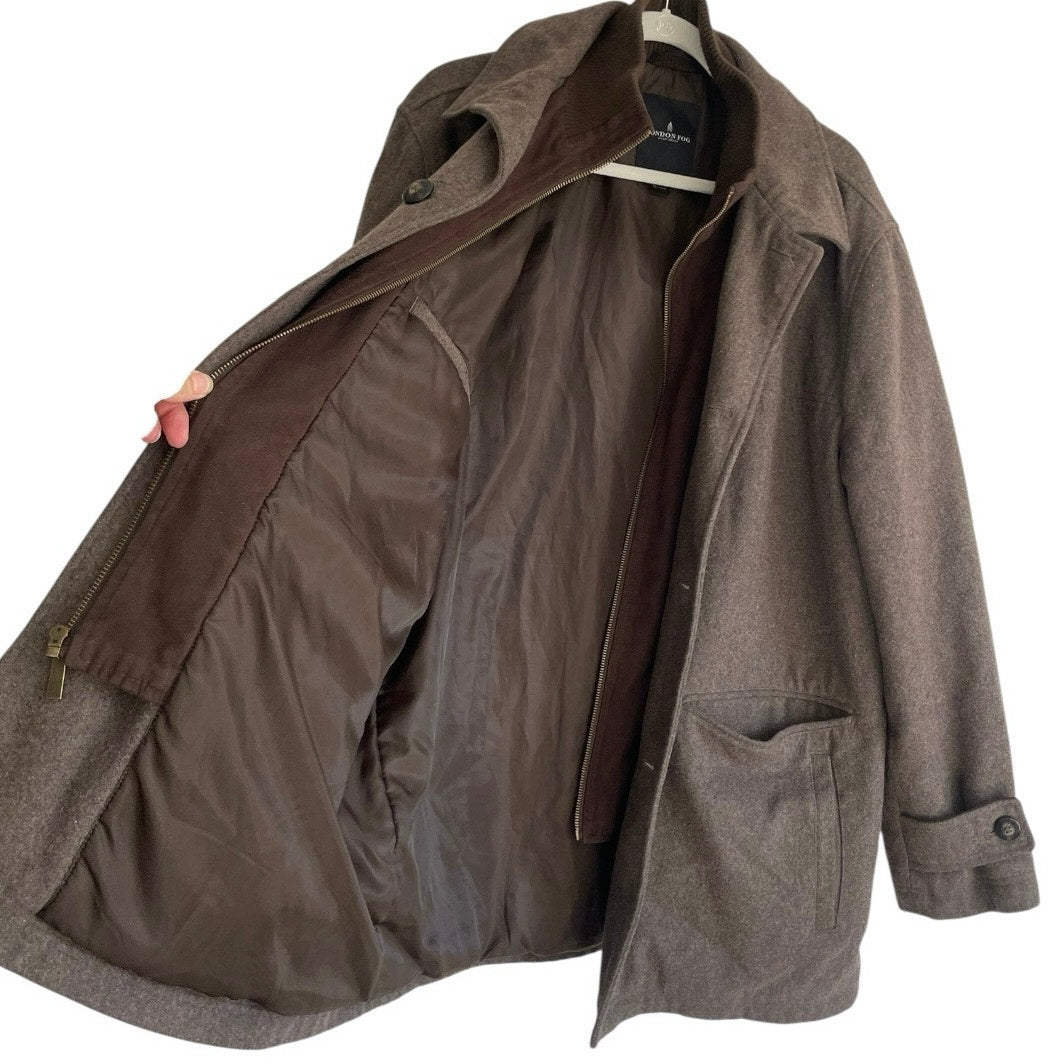 London Fog Vintage Brown Wool Heavy Coat