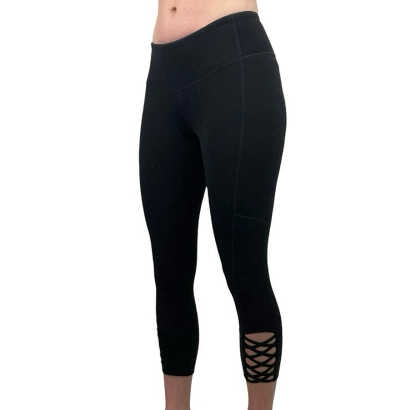 Athleta Black Cutout Ankle Cropped Active Leggings