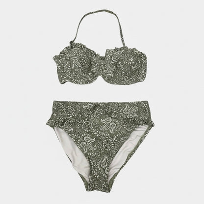 MICHAEL Michael Kors Green Paisley Ruffle Trim Bikini