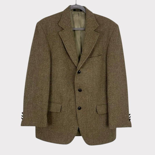 Orvis Harris Tweed Mens Beige Button Down Wool Suit Jacket