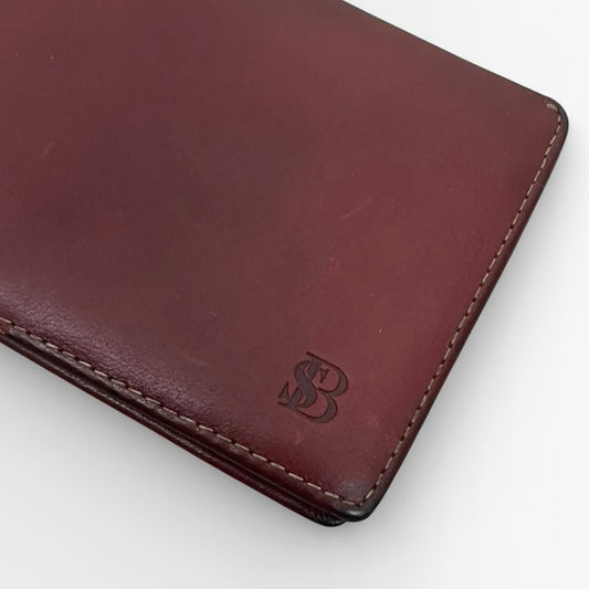 Serman Brands Mens Burgundy Genuine Leather Slim Bifold Wallet
