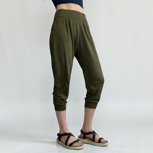 Ette Lut Olive Green Casual Active Lounge Cropped Pants